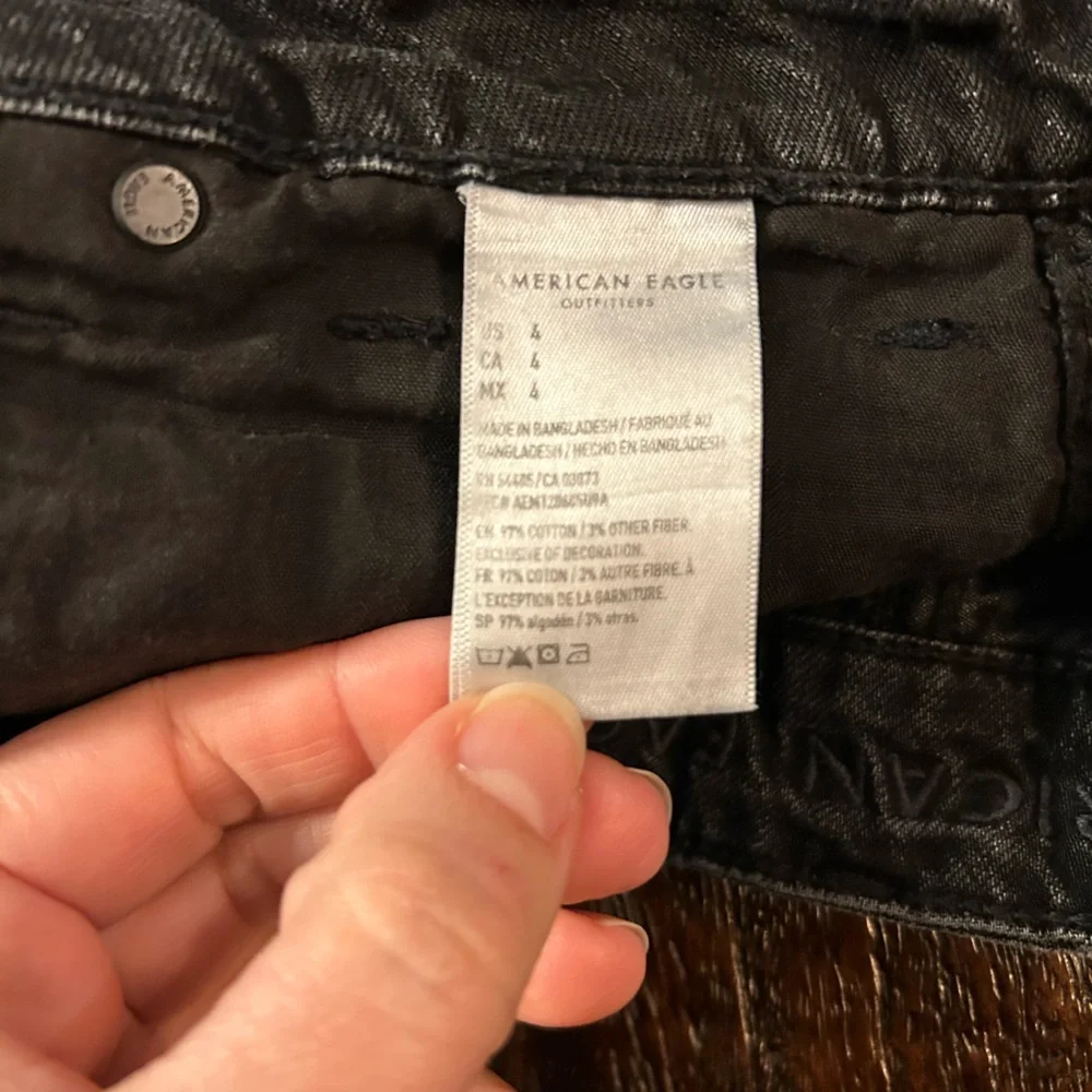American Eagle Outfitters Black Distressed Festival Mom Jean Shorts